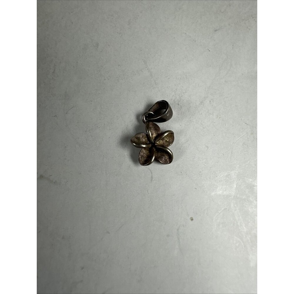 plumeria and moon pendant silver sterling - Picture 3 of 4